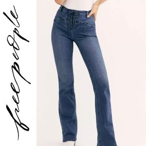 NWT Free People Eva Lace-Up Front Boot Cut Jeans